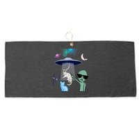 Cat Lovers UFO Space Abduction Of Cats By Aliens Design Large Microfiber Waffle Golf Towel