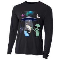 Cat Lovers UFO Space Abduction Of Cats By Aliens Design Cooling Performance Long Sleeve Crew