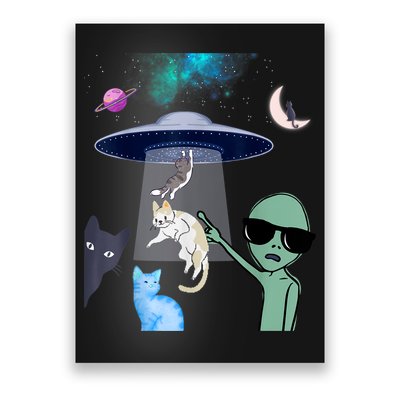 Cat Lovers UFO Space Abduction Of Cats By Aliens Design Poster