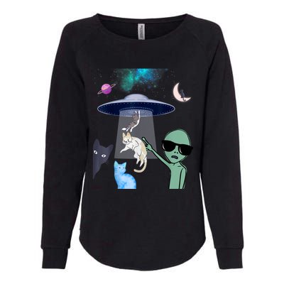 Cat Lovers UFO Space Abduction Of Cats By Aliens Design Womens California Wash Sweatshirt