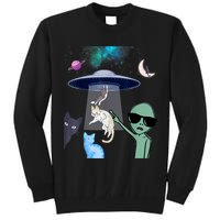 Cat Lovers UFO Space Abduction Of Cats By Aliens Design Tall Sweatshirt