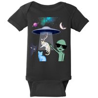 Cat Lovers UFO Space Abduction Of Cats By Aliens Design Baby Bodysuit