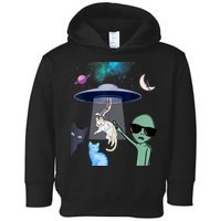 Cat Lovers UFO Space Abduction Of Cats By Aliens Design Toddler Hoodie
