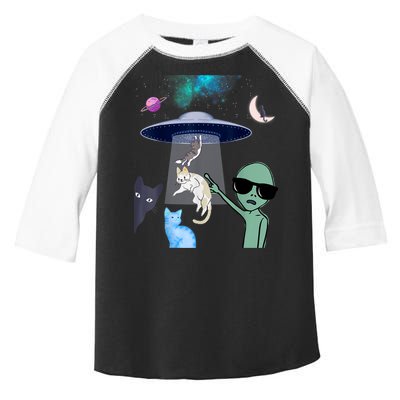Cat Lovers UFO Space Abduction Of Cats By Aliens Design Toddler Fine Jersey T-Shirt