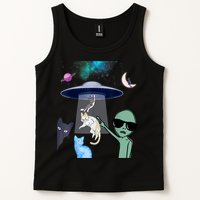 Cat Lovers UFO Space Abduction Of Cats By Aliens Design Tank Top