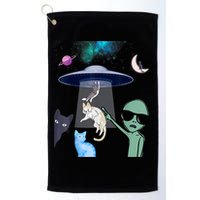 Cat Lovers UFO Space Abduction Of Cats By Aliens Design Golf Towel