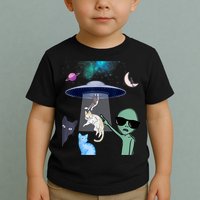 Cat Lovers UFO Space Abduction Of Cats By Aliens Design Toddler T-Shirt