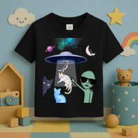 Cat Lovers UFO Space Abduction Of Cats By Aliens Design Toddler T-Shirt