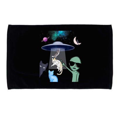 Cat Lovers UFO Space Abduction Of Cats By Aliens Design Microfiber Hand Towel