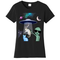 Cat Lovers UFO Space Abduction Of Cats By Aliens Design Women's T-Shirt