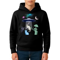 Cat Lovers UFO Space Abduction Of Cats By Aliens Design Kids Hoodie