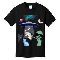 Cat Lovers UFO Space Abduction Of Cats By Aliens Design Kids T-Shirt