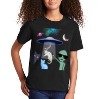 Cat Lovers UFO Space Abduction Of Cats By Aliens Design Kids T-Shirt