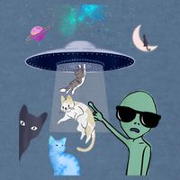 Cat Lovers UFO Space Abduction Of Cats By Aliens Design Garment-Dyed Sweatshirt