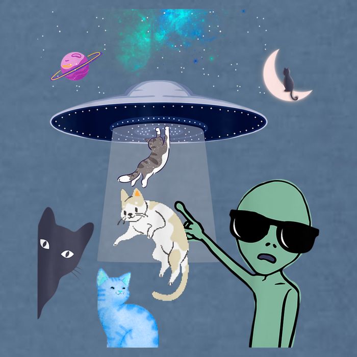 Cat Lovers UFO Space Abduction Of Cats By Aliens Design Garment-Dyed Sweatshirt