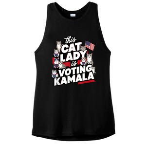 Cat Lady Voting For Kamala Harris 2024 1st Female President Ladies PosiCharge Tri-Blend Wicking Tank