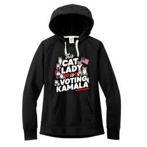 Cat Lady Voting For Kamala Harris 2024 1st Female President Women's Fleece Hoodie