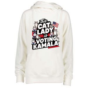 Cat Lady Voting For Kamala Harris 2024 1st Female President Womens Funnel Neck Pullover Hood