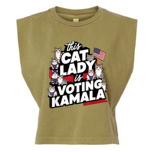 Cat Lady Voting For Kamala Harris 2024 1st Female President Garment-Dyed Women's Muscle Tee