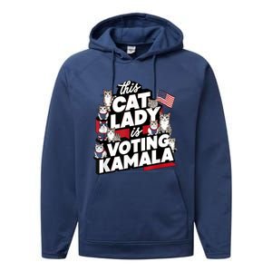 Cat Lady Voting For Kamala Harris 2024 1st Female President Performance Fleece Hoodie