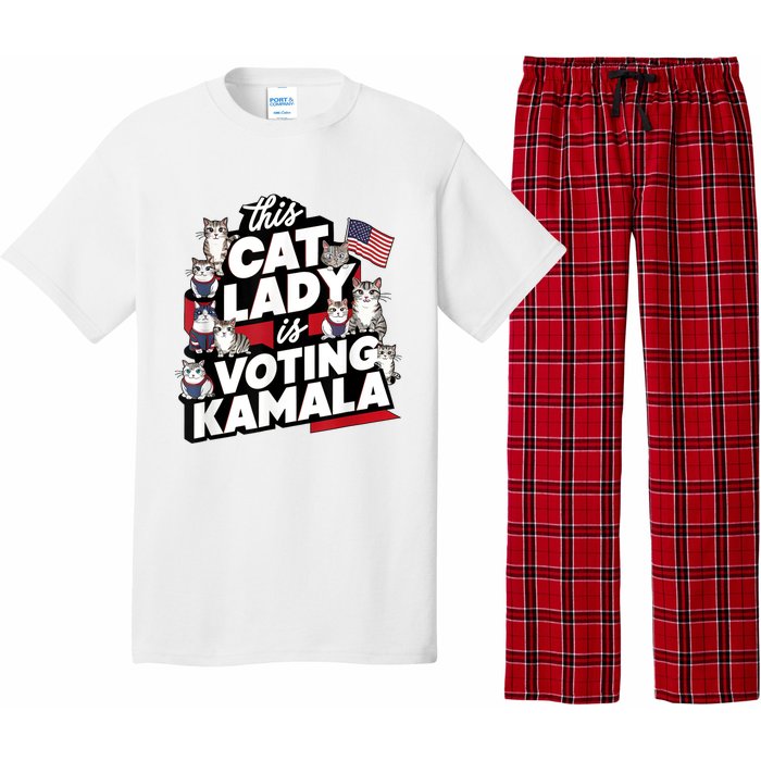 Cat Lady Voting For Kamala Harris 2024 1st Female President Pajama Set