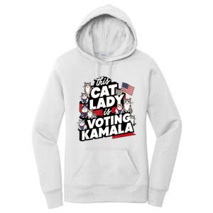 Cat Lady Voting For Kamala Harris 2024 1st Female President Women's Pullover Hoodie