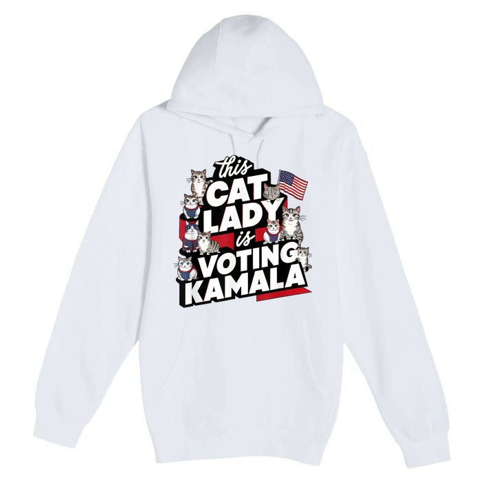 Cat Lady Voting For Kamala Harris 2024 1st Female President Premium Pullover Hoodie