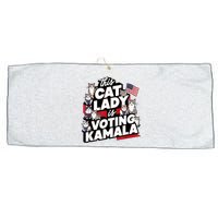 Cat Lady Voting For Kamala Harris 2024 1st Female President Large Microfiber Waffle Golf Towel