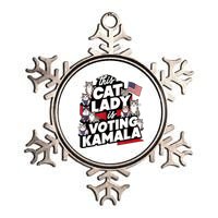 Cat Lady Voting For Kamala Harris 2024 1st Female President Metallic Star Ornament