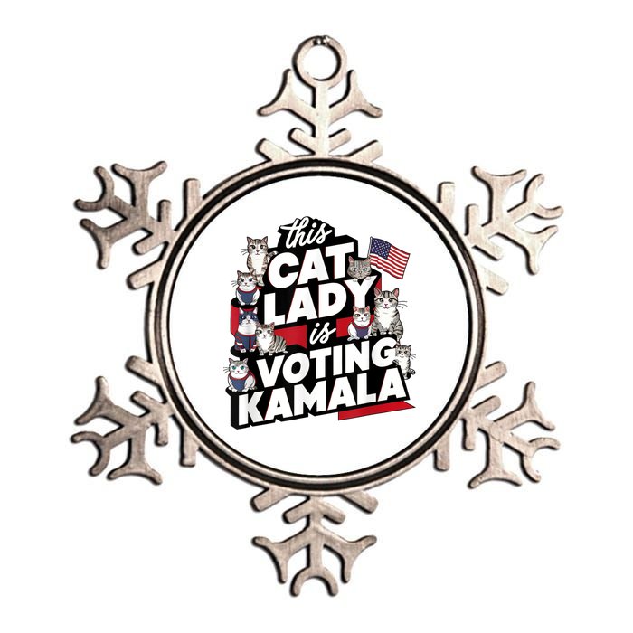 Cat Lady Voting For Kamala Harris 2024 1st Female President Metallic Star Ornament