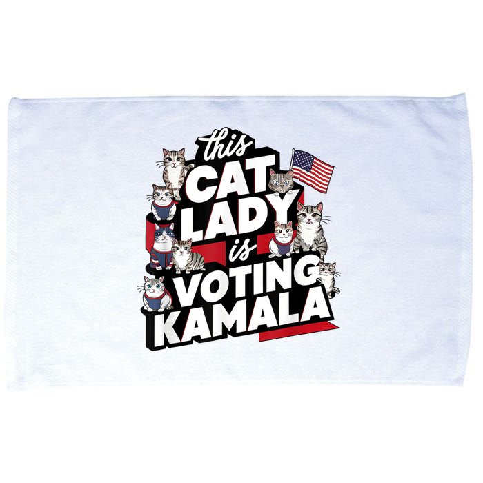 Cat Lady Voting For Kamala Harris 2024 1st Female President Microfiber Hand Towel