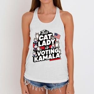 Cat Lady Voting For Kamala Harris 2024 1st Female President Women's Knotted Racerback Tank