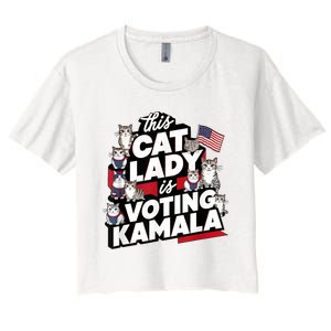 Cat Lady Voting For Kamala Harris 2024 1st Female President Women's Crop Top Tee