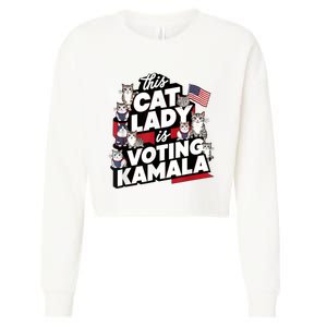 Cat Lady Voting For Kamala Harris 2024 1st Female President Cropped Pullover Crew