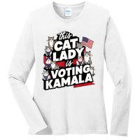 Cat Lady Voting For Kamala Harris 2024 1st Female President Ladies Long Sleeve Shirt