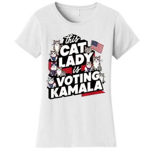 Cat Lady Voting For Kamala Harris 2024 1st Female President Women's T-Shirt