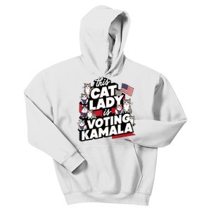 Cat Lady Voting For Kamala Harris 2024 1st Female President Kids Hoodie