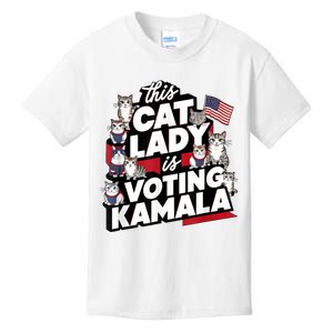 Cat Lady Voting For Kamala Harris 2024 1st Female President Kids T-Shirt