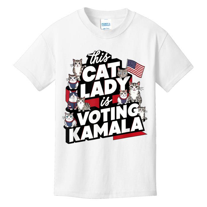 Cat Lady Voting For Kamala Harris 2024 1st Female President Kids T-Shirt