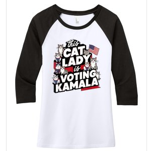 Cat Lady Voting For Kamala Harris 2024 1st Female President Women's Tri-Blend 3/4-Sleeve Raglan Shirt