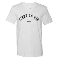 Cest La Vie Paris France Women Vintage Summer Graphic V-Neck T-Shirt