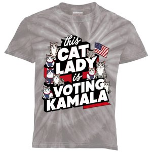 Cat Lady Voting For Kamala Harris 2024 1st Female President Kids Tie-Dye T-Shirt