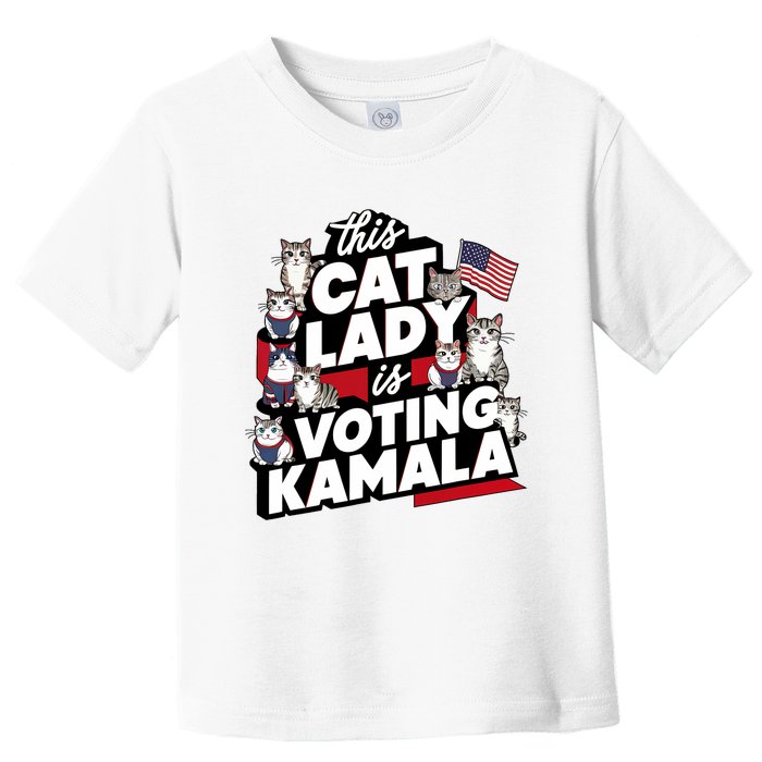 Cat Lady Voting For Kamala Harris 2024 1st Female President Toddler T-Shirt