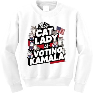 Cat Lady Voting For Kamala Harris 2024 1st Female President Kids Sweatshirt