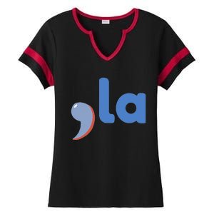 Comma +  La Vote Kamala Harris For President 2024 Election Ladies Halftime Notch Neck Tee