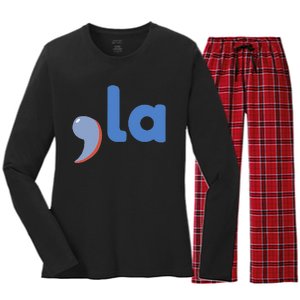 Comma +  La Vote Kamala Harris For President 2024 Election Women's Long Sleeve Flannel Pajama Set 