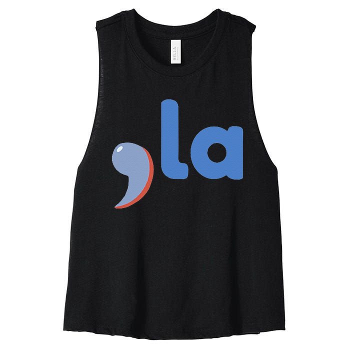 Comma +  La Vote Kamala Harris For President 2024 Election Women's Racerback Cropped Tank