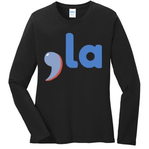 Comma +  La Vote Kamala Harris For President 2024 Election Ladies Long Sleeve Shirt