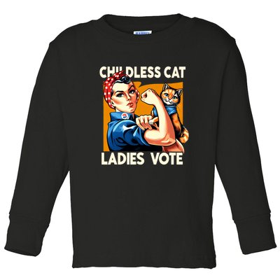 Cat Ladies Vote Childless Cat Ladies Vote Rosie The Riveter Toddler Long Sleeve Shirt