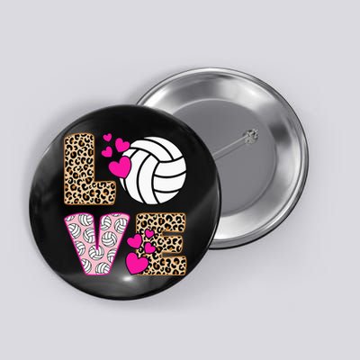 Cute Love Volleyball Leopard Print Women Ladies Volleyball Button